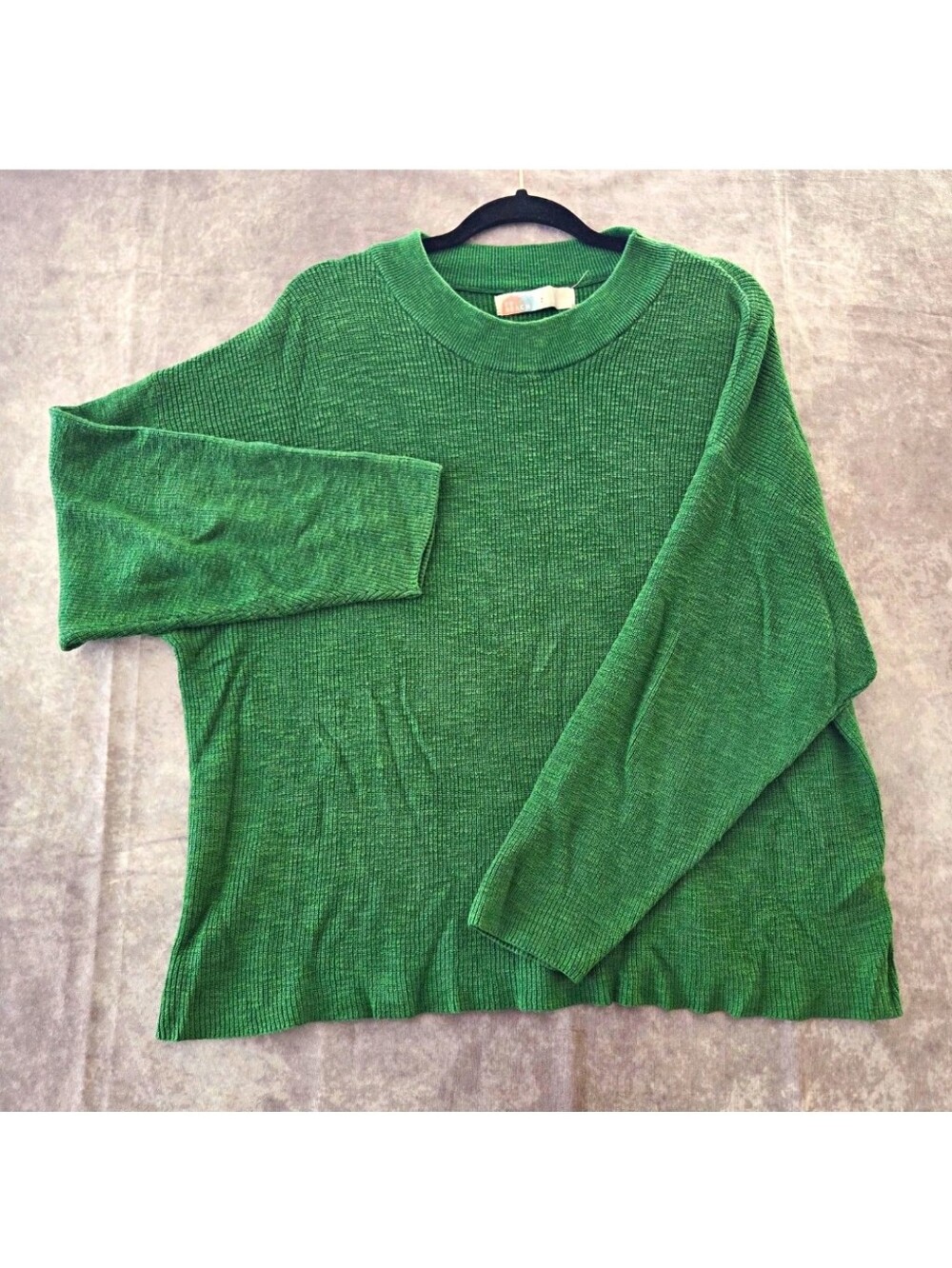 Free People FP Beach Green Knit Sweater Oversized Slouchy Crewneck Boho Small